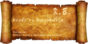 Kozári Barnabás névjegykártya